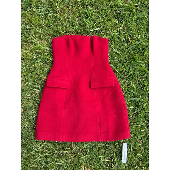 Reformation Wool Blend Emani Dress in Lipstick Red NWT Holiday Party Mini Dress - Picture 1 of 10